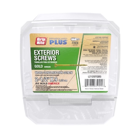 Grip-Rite Deck Screw, #9 x 2-1/2 in, Flat Head, Torx Drive L212STGD5